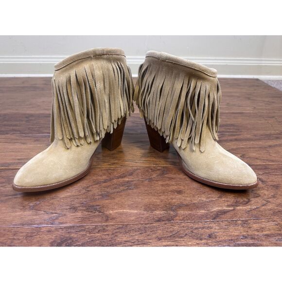 FRYE Ilana Fringe Short Bootie Sand Suede, Sz 8B - Picture 5 of 11